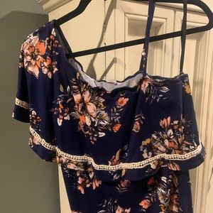 Cute, one shoulder large ruffle summer dress